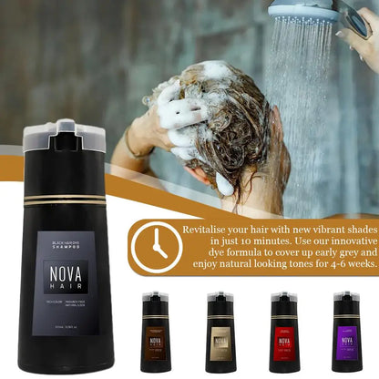 Nova Hair Dye Shampoo, Nova Hair Instant Dye Shampoo,Hair Dye Coloring  Shampoo For Gray Hair Long Lasting Nourish For Men Women