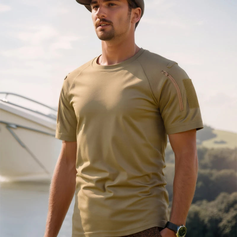 Men Summer Quick Dry T-shirt Camping Hiking Trekking Fishing Trainning Breathable Pullover Climbing Tees Casual Cargo Shirts