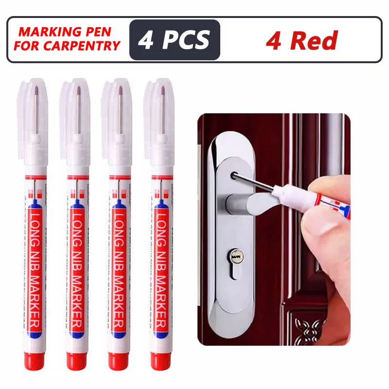 1-40PCS 20mm Deep Hole Long Nib Head Markers For Metal Perforating Pen Waterproof Bathroom Woodworking Decoration Multi-Purpose