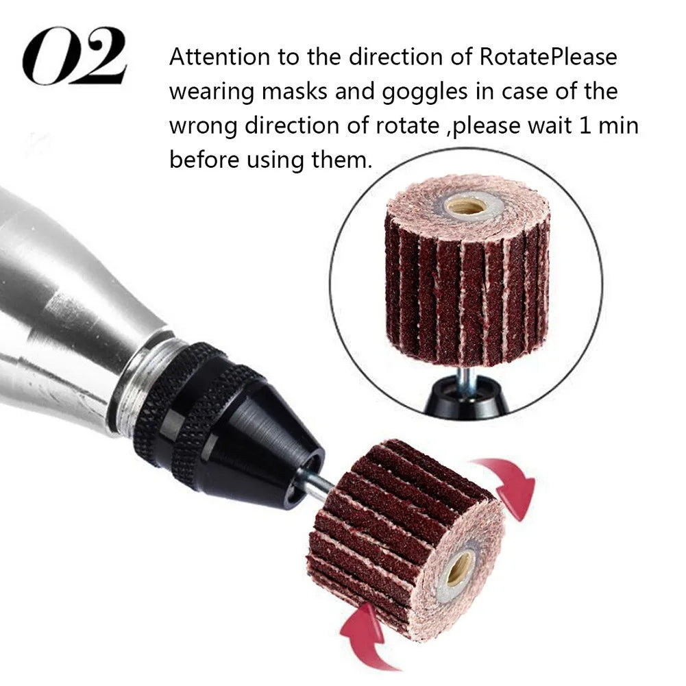 10pcs Flap Wheel Disc Sanding Drill Abrasive Sandpaper 80-600Grit Polishing Grinder For Rotary Tools With 1 Mandrel