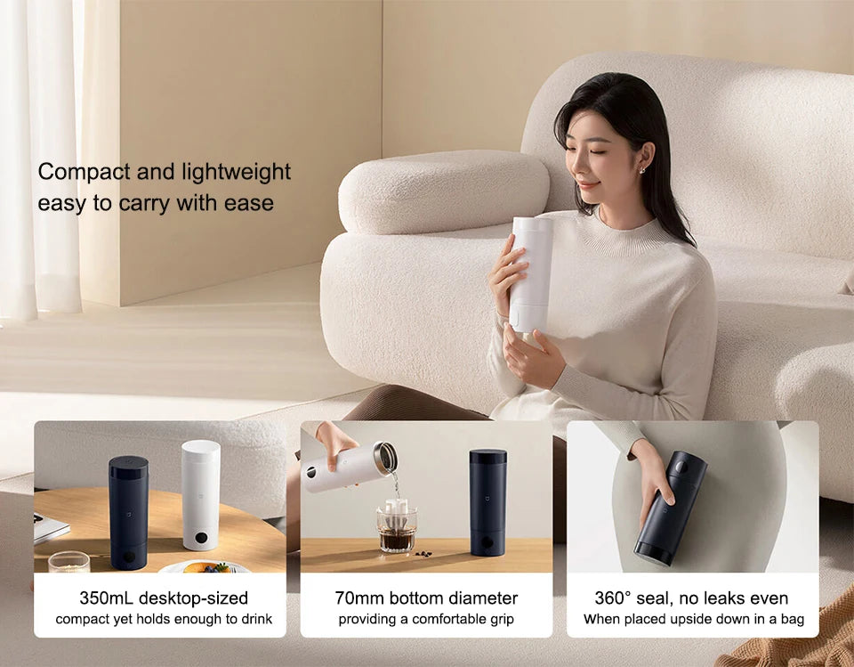 Original MIJIA Portable Electric Kettle 2 Thermos Cup Fast Water Boiler 350ml Smart Temperature Insulated Kettle Travel (CN)