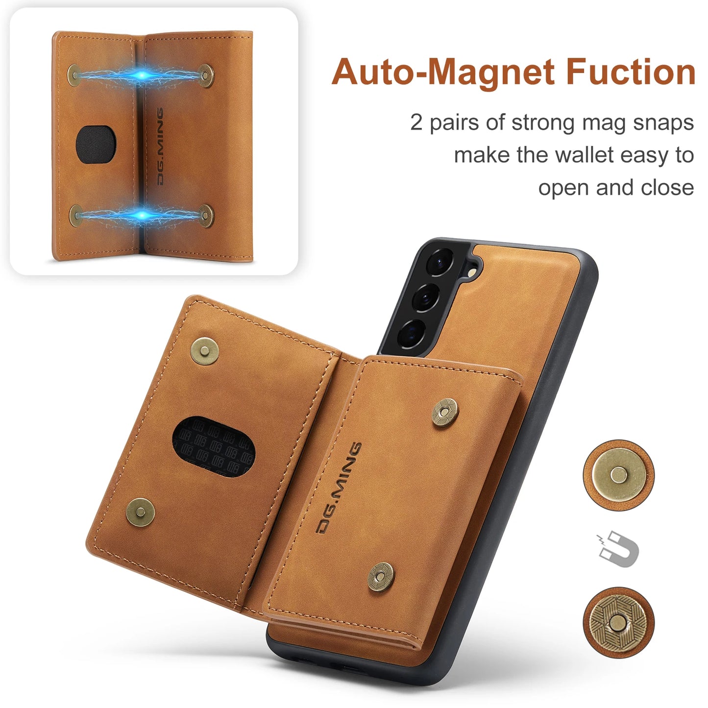 Magnetic Detachable Leather Wallet Case for Samsung Galaxy S25 Ultra S24 FE S23 Plus S22 A16 A36 A35 A55 A15 Cards Holder Cover