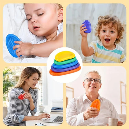 6PCS Fidget Toys Sensory Stone Set Soft Textured Worry Stones for Autism Calming Silicone Sensory Autism Toys for Anxiety Relief