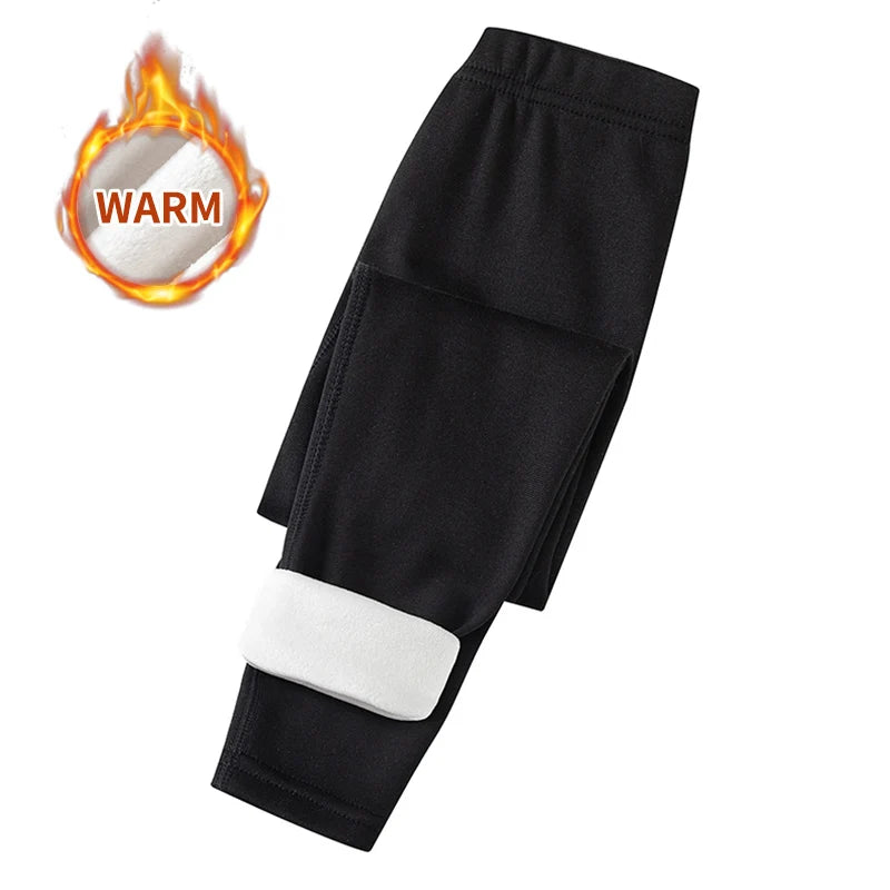 3/1 Piece Autumn And Winter Children Solid Color Thick Warm Leggings For Boys And Girls Sports And Casual With Fleece Long Pants