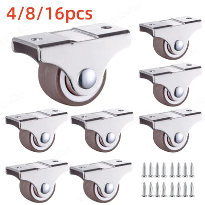 1inch Mini TPR Rubber Directional Caster Wheel Non Swivel Low Profile Fixed Caster for Small Equipment Furniture Trolley 4-16pcs