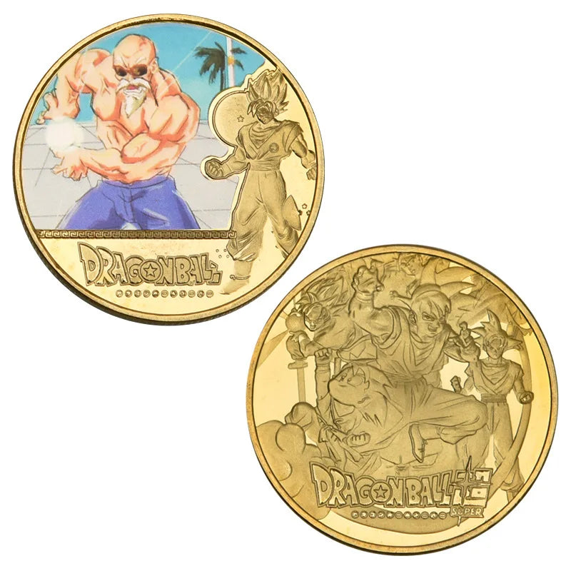 Dragon Ball Gold Plated Gold Coin Son Goku Vegeta Commemorative Coins Children Classic Anime Peripherals Collection Toy Souvenir