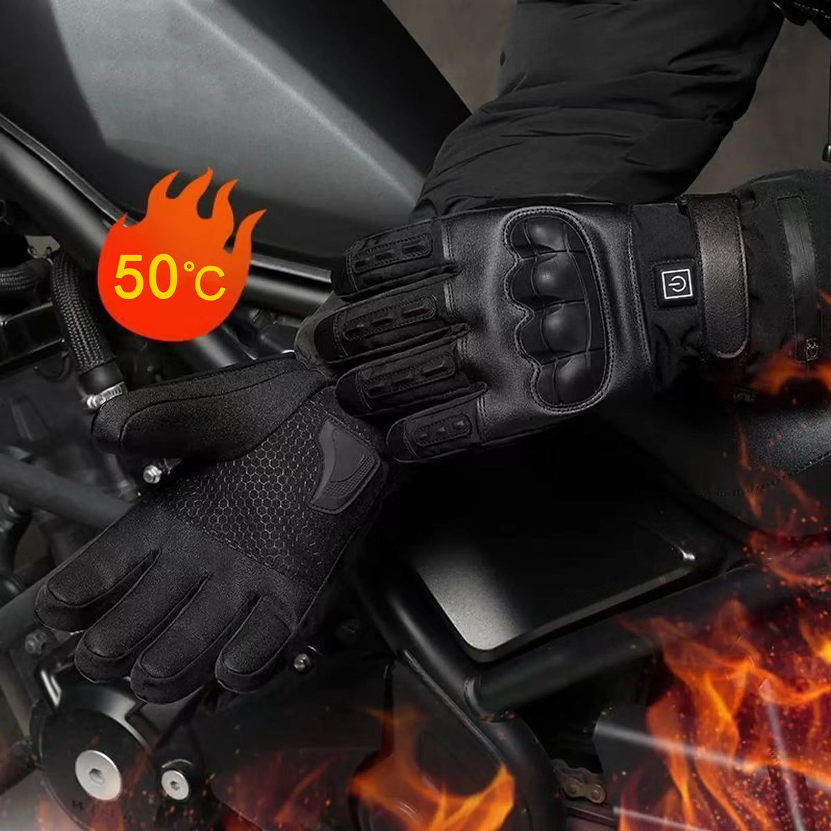 Heated Motorcycle Gloves for Men Tactical Winter Gloves Bicycle Supplies Skiing Gear Bike Accessories Warm Cycling