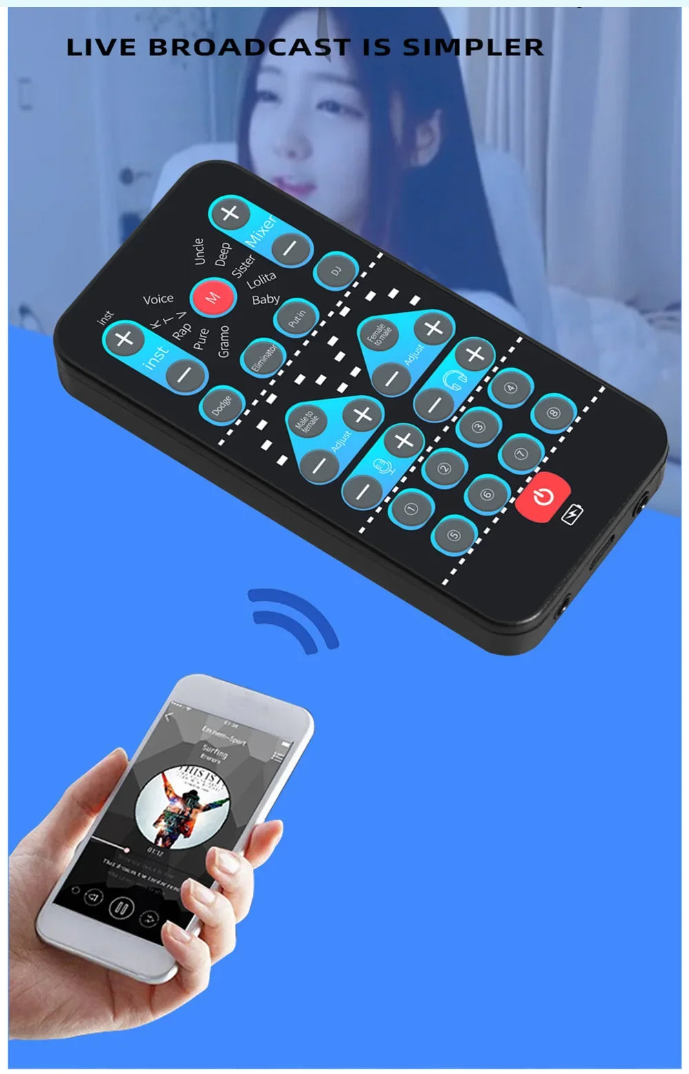 M10 Voice Changer Device Karaoke Function Male Female Voice Switch Universal Portable Sound Changer Card Fine Tuning for Live