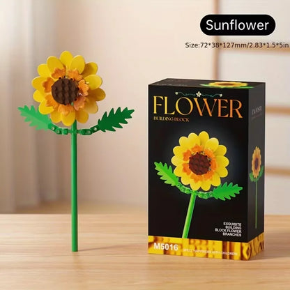 Micro particle building block flower set, DIY assembly floral decoration, suitable for desktop decoration and room accessories [