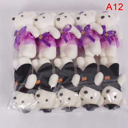 12/10Pcs/Lot Soft Stuffed Bear Plush Toys Mini Teddy Bear Dolls Toy Small Gifts Bag Pendant Teddy Doll
