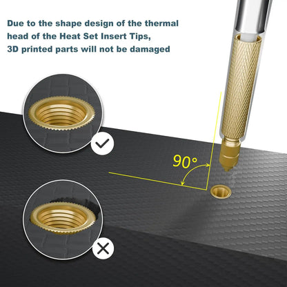 Heat Embedded Nuts Adaptors M2 M2.5 M3 M4 M5 M6 Head Insertion Tips Kit For 936 Soldering Iron Pen
