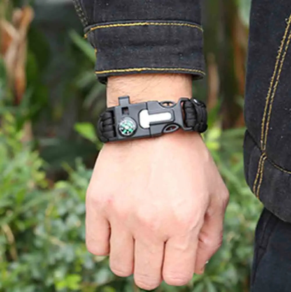 (No flint) Outdoor  Survival Umbrella Rope SOS Bracelet Emergency Rescue Bracelet Compass Sport Tactical  Whistle Bracelets