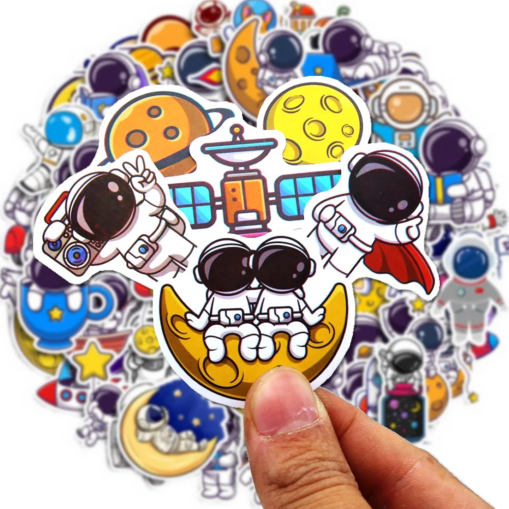 40-240pcs Astronaut Cosmonaut Stickers Cartoon Cute Decals Toy Stationery Guitar Phone Laptop Luggage Car Graffiti Kids Sticker