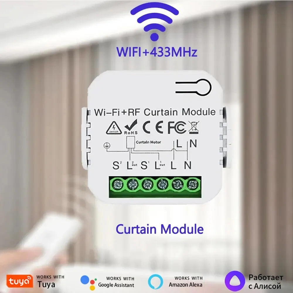 Tuya Wifi Smart Curtain Switch Controllers Blind Rolling Shutter RF 433MHz Smart Life APP Remote Voice Control Alexa Google Home