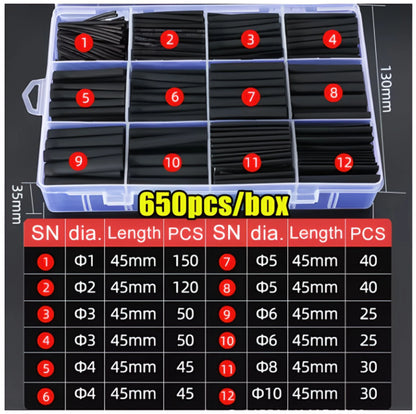 1300/650 Heat-shrink Tubing Thermoresistant Tube Heat Shrink Wrapping Kit Electrical Connection Wire Cable Insulation Sleeving