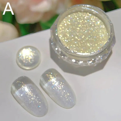 Pearl Effect Nail Powders Mirror Aurora Chrome Mermaid Nails Art Powder Rainbow AB Magic Mirror Pearl Shell Powder Supplies