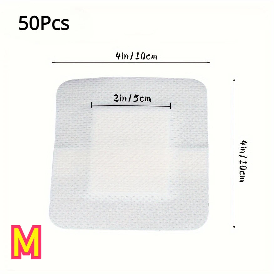 50pcs Large Size Hypoallergenic Non-woven Medical Adhesive Wound Dressing Band Aid Bandage Large Wound First Aid 6*7cm