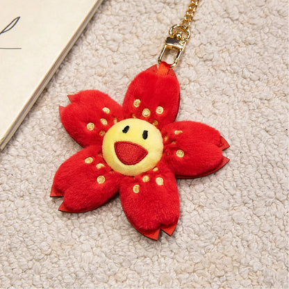 Cute Sunflower Plush Keychain Toy Stuffed Flower Soft Doll Small Pendant Keychain Fashionable Backpack Pendant Christmas Gift