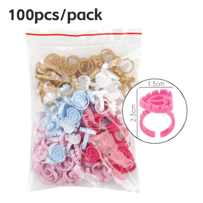 AILEISHI 100Pcs Disposable Eyelash Glue Fan Cup Rings Holder Container Tattoo Pigment Eyelash Extension Tools Lash Supplies