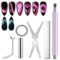1/6Pcs Cat Eye Nail Magnet Tool Set Double Ended Magnet Stick Round Ball Flat Magnets Cat Eye Heart French Water Ripple Nail Art
