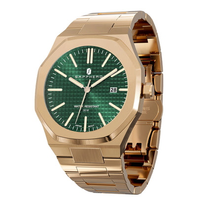 SAPPHERO Luxury Business Men's Watch Stainless Steel Waterproof Watch For Men Glowing Hand Date Function Tough Men Gift Watch