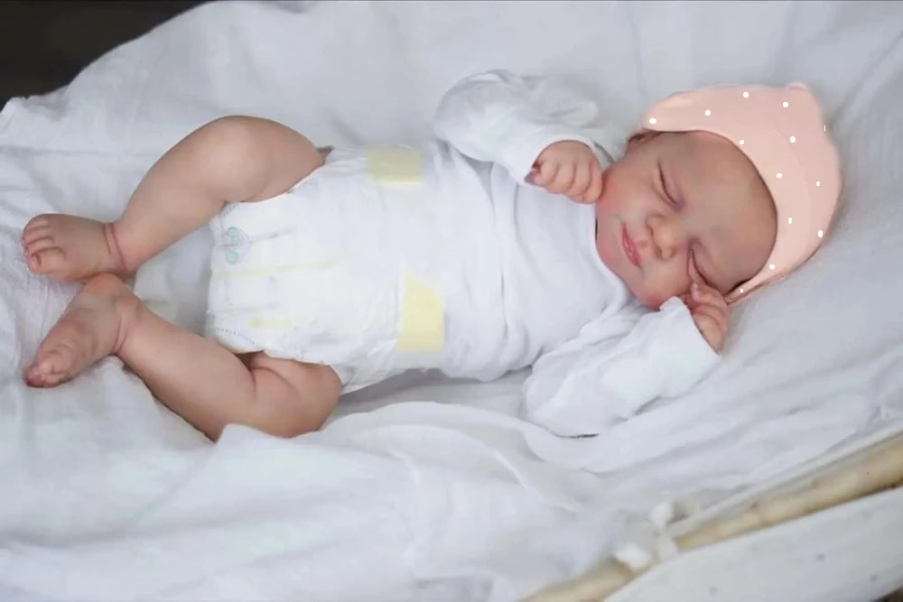 MRB 18 Inch Reborn Baby Doll Pascale Lifelike Newborn Doll Handmade Painted Hair 3D Skin Tone Visible Veins Gift Toy For Girls