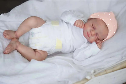 MRB 18 Inch Reborn Baby Doll Pascale Lifelike Newborn Doll Handmade Painted Hair 3D Skin Tone Visible Veins Gift Toy For Girls