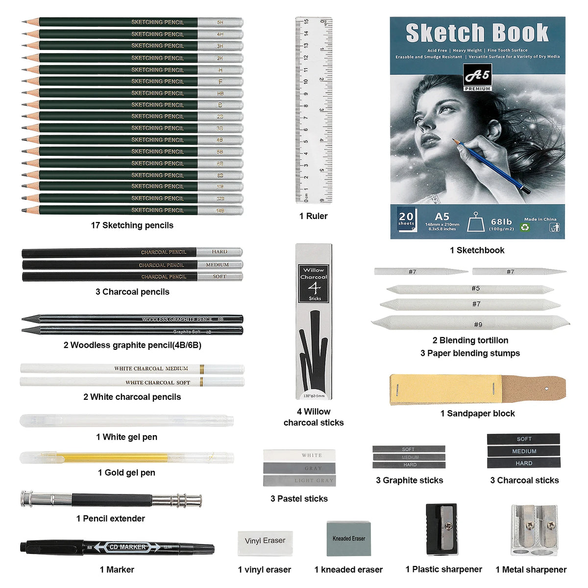 12/20/25/54/70 pcs Drawing Sketching Coloring Set Drawing Pencils & Sketching Kit Art Tool Kit Professional Art Supplies Set