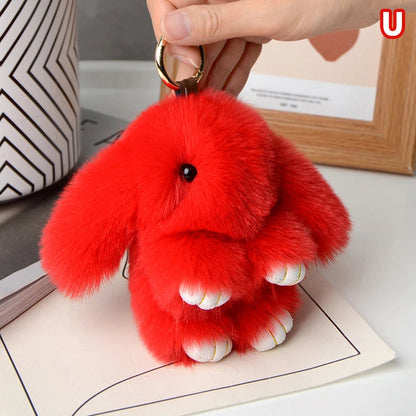 15cm Gifts Rabbit Fur Keychain Women Bag Car Key chain Pendant Decoration Jewelry Bags Hangings Accessories