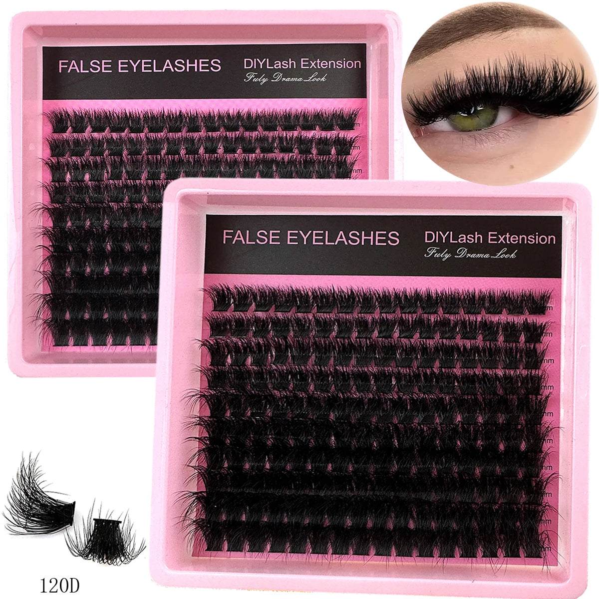 50D-160D 8D Luxury Fluffy DIY Cluster Lashes - 8-16mm Mixed Length Eyelash Extension 0.07mm Russian D Curl Thick And Reusable