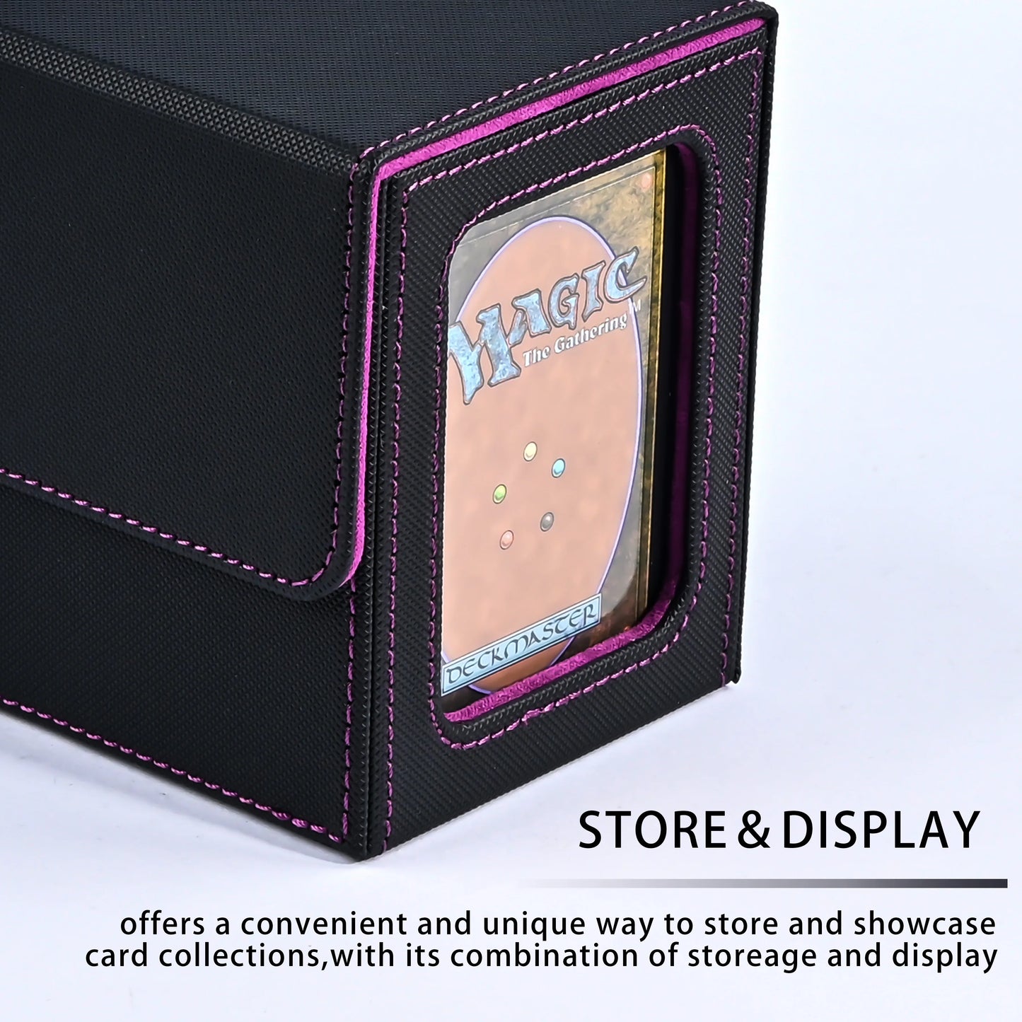 Card deck box with display window, Hold 120 + Single sleeved cards,Magnetic closure, Suitable for CCG Cards, Magic Game Cards