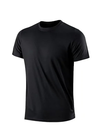 Quick-drying Men Running Shirts Fitness Compression Gym Polyester Sports T-shirt Black 2023 Workout Training Muscle Fit Clothing