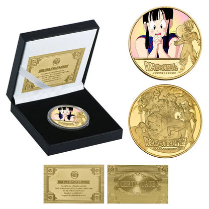 Dragon Ball Gold Plated Gold Coin Son Goku Vegeta Commemorative Coins Children Classic Anime Peripherals Collection Toy Souvenir
