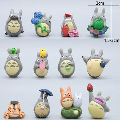 1-12pcs Anime Miyazaki Hayao Series Totoro Figure Mini Statue Cute Toys Room Ornaments Pvc Figures Toy Kid Gifts Collecctibles
