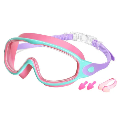 Colorful Kids Swim Goggles Wide Vision Anti-UV Anti-Fog No Leak Pool Swimming Accessories for Boys Girls Youth Toddler Age 3-15