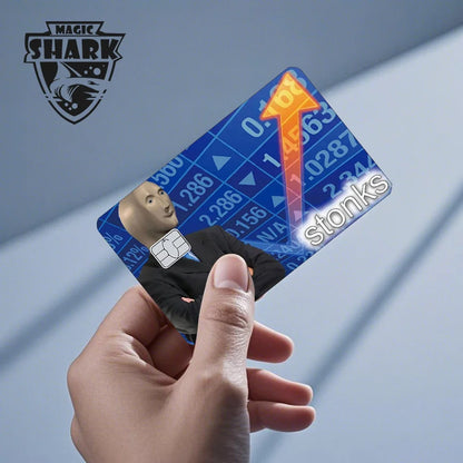 Magic Shark Dog Meme Hunter Snake Stonks 3M Matte PVC Front Sticker Film Cover Skin for Bank Debit Credit Card