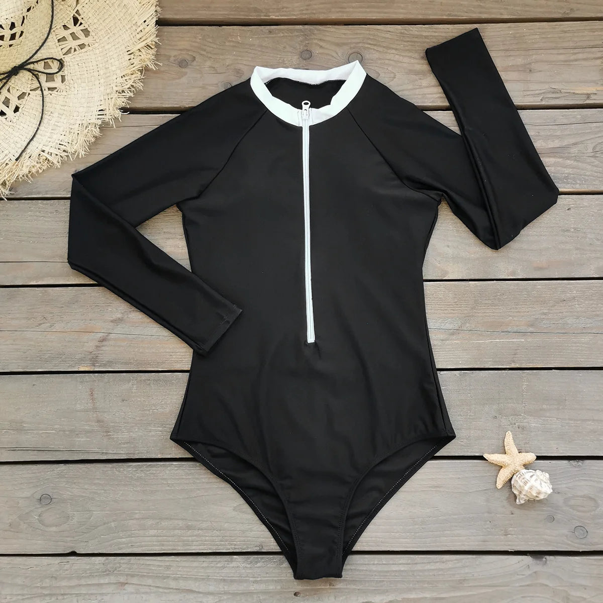 2025 New Swimwear Women Print Floral One Piece Swimsuit Long Sleeve Bathing Suit Swimsuit Vintage Beachwear Surfing Swim Suit