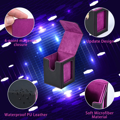 Card deck box with display window, Hold 120 + Single sleeved cards,Magnetic closure, Suitable for CCG Cards, Magic Game Cards