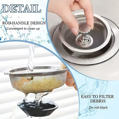 Stainless Steel Kitchen Sink Strainer - 8.13cm & 5.33cm Mesh, Non-Clogging for Bathroom, Washroom & Vanity