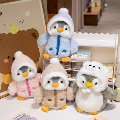 New Cute Penguin Plush Toy Baby Comforting Sleep Doll Fluffy Penguin Wearing Clothes Hats Stuffed Animal Pillow Birthday Gifts
