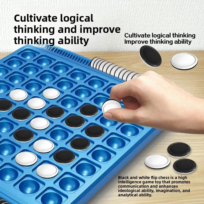 Dual-Side Flip Board Strategy Game for 2 Players Logic Training Educational Brain Teaser Toy