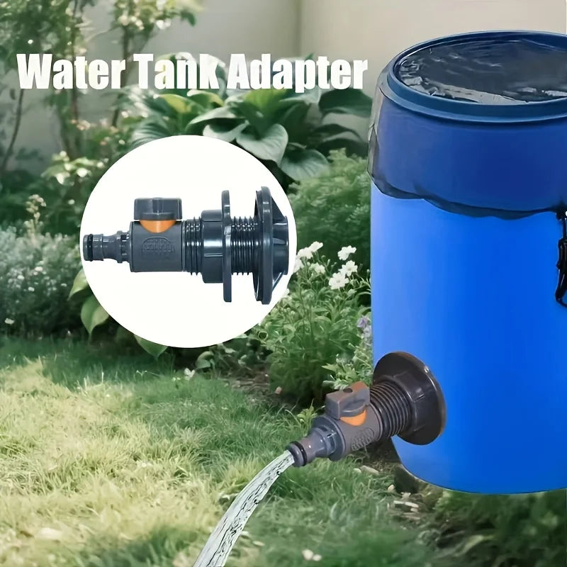 PVC/IBC Water Barrel Adapter, Durable Water Tank Adapter with Valve, Quick Installation Rainwater Collection Connector Kit