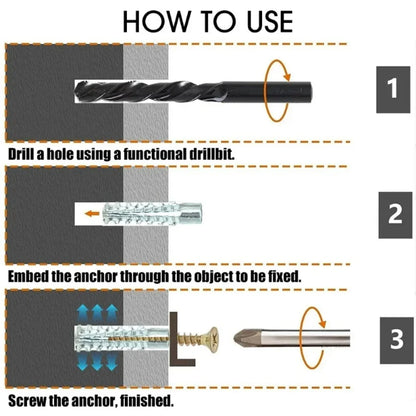 10/500 Set Expansion Pipe with Screw Self Tapping Screw Drilling Plug Expansion Bolt Tools for Hollow Walls Tile Drywall Anchors