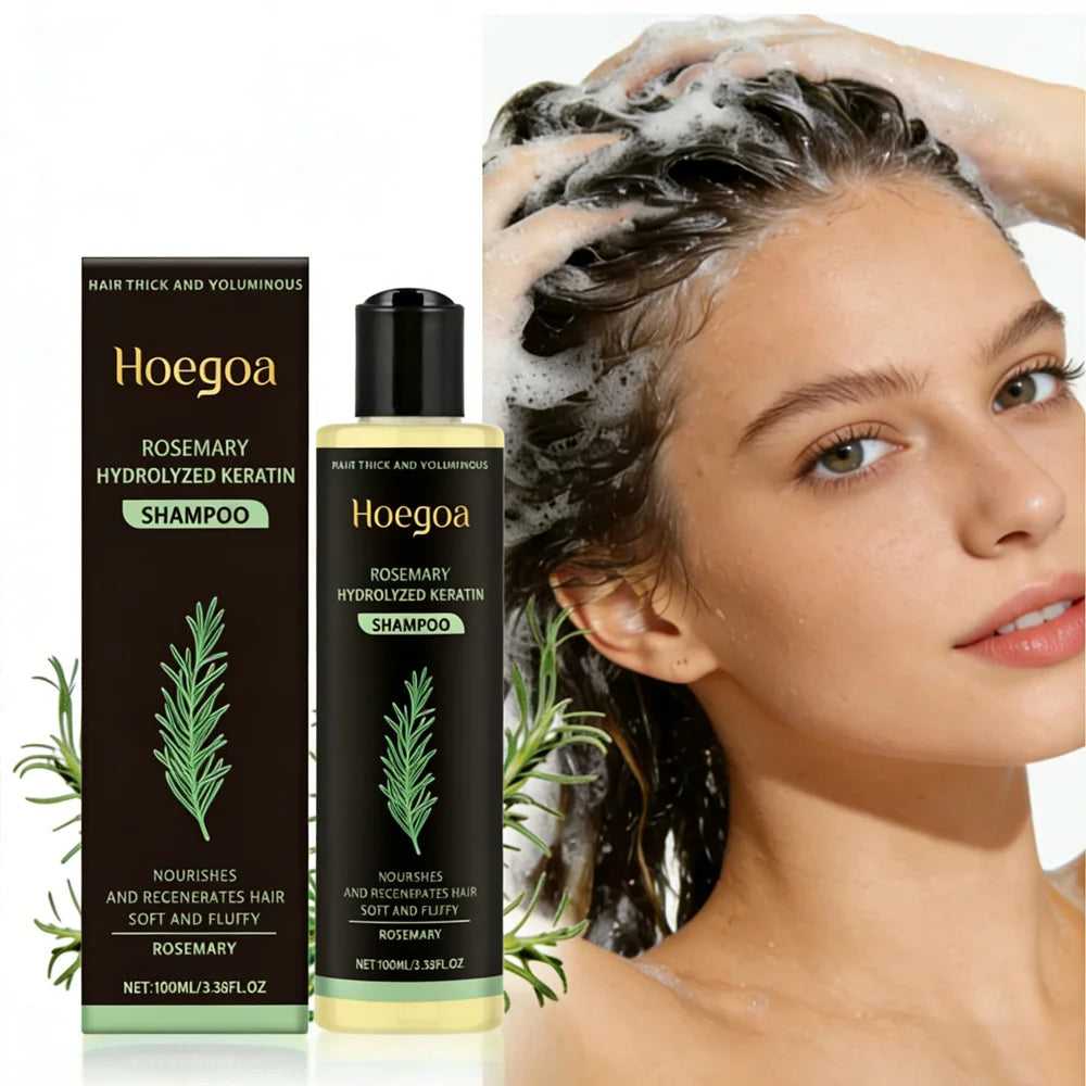 3pcs Rosemary Hair Growth Shampoo Thickening Hydrolyzed Keratin Dry Frizzy Damaged Repair Moisturizing Scalp Cleaning Shampoo