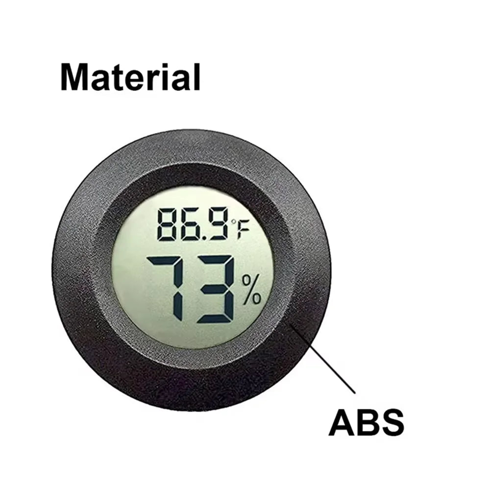 Round Digital LCD Thermometer For Car Indoor Room Cigar Wine Cabinet Digital Temperature Humidity Meter Pet  Acrylic Box