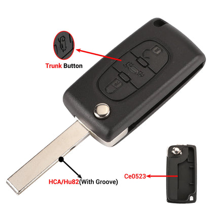 jingyuqin 2/3 Buttons for Peugeot 207 307 308 407 607 807 For Citroen C2 C3 C4 C5 C6 Auto Remote key Case Va2/Hu83 CE0523 CE0536