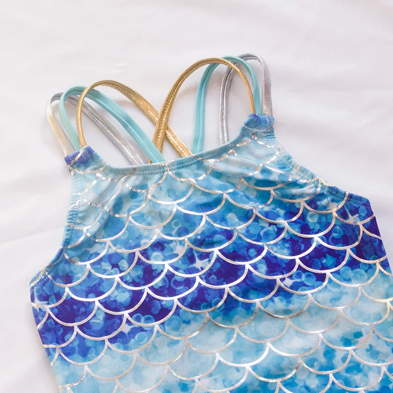 Fishscale Bandage Girls Kids Swimsuit 2026 Shell Shape Embroidery Children Girls One Piece Swimwear Beach Wear Monokini