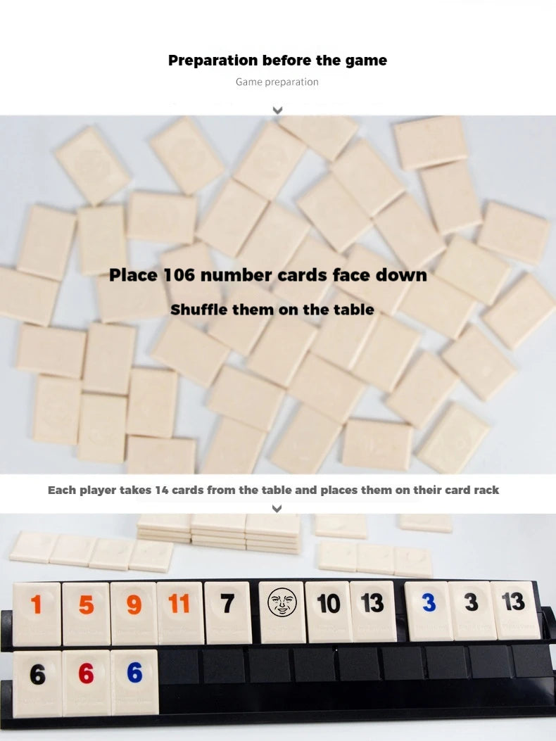 Travel Rummy, Mahjong, Rummybrix, Number Game Cards - Adult Leisure Party Board Game Travel Game