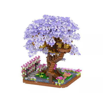 Cherry Bonsai Tree Building Blocks Set DIY Sakura Blossom Plants Bricks with Light Treehouse Model Romantic Gift for Girlfriend
