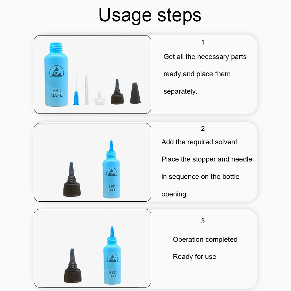 Alcohol bottle dispensing rosin washing plate water anti-static solvent bottle with needle 65ML leak-proof mobile phone repair